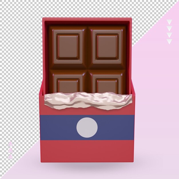 Vue de face de rendu du drapeau Laos chocolat 3d
