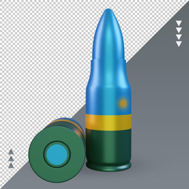 PSD vue de face de rendu du drapeau rwandais balle 3d