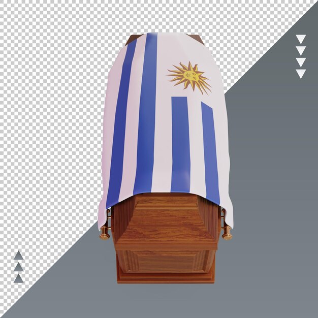 Vue de face de rendu du drapeau de l'Uruguay cercueil 3d