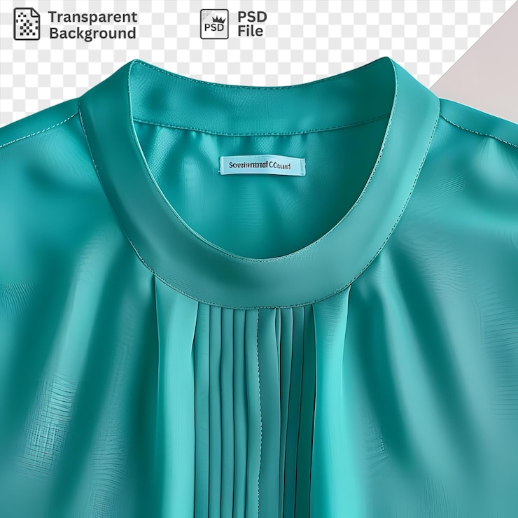 PSD vue frontale psd capturer une blouse étiquette de tissu de matériau soie teal