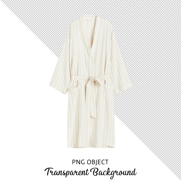 PSD vue frontale d'une robe de bain unisexe isolée sur un fond transparent