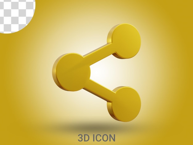 PSD vue de gauche icône 3d de signe de partage en rendu 3d