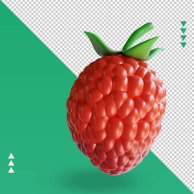 Vue de gauche de rendu 3D Fruits Framboise