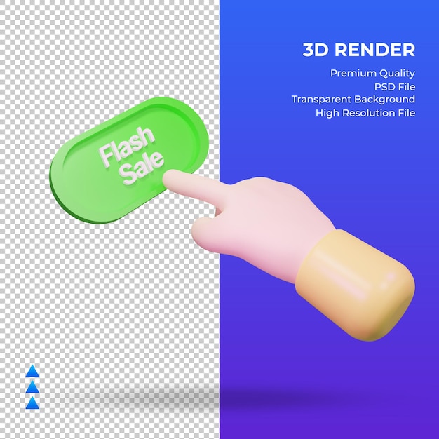 PSD vue de gauche de rendu de vente flash main 3d