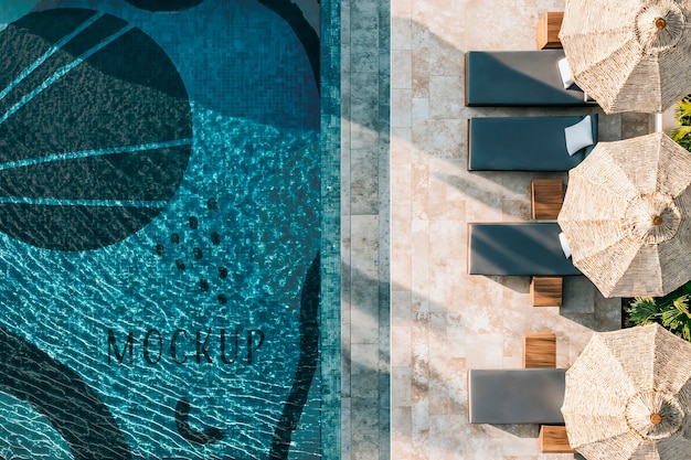 Vue de haut sur la maquette de conception de la piscine