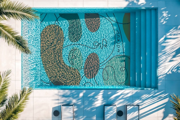 Vue de haut sur la maquette de conception de la piscine
