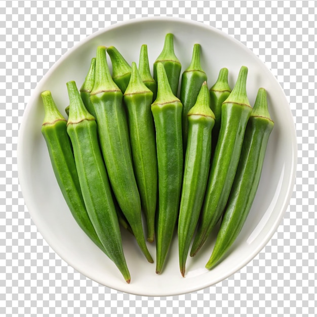 PSD vue de haut okra frais isolé sur un fond transparent