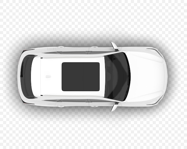 Vue d'en haut d'un SUV blanc avec un toit solaire