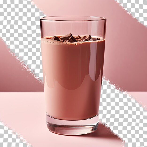 PSD vue d'en haut d'un verre de lait au chocolat isolé sur un fond transparent à la recherche délicieux