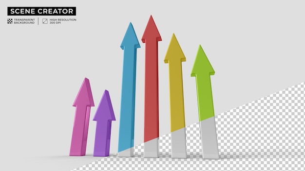 Vue inférieure de la maquette des flèches de style graphique 3D
