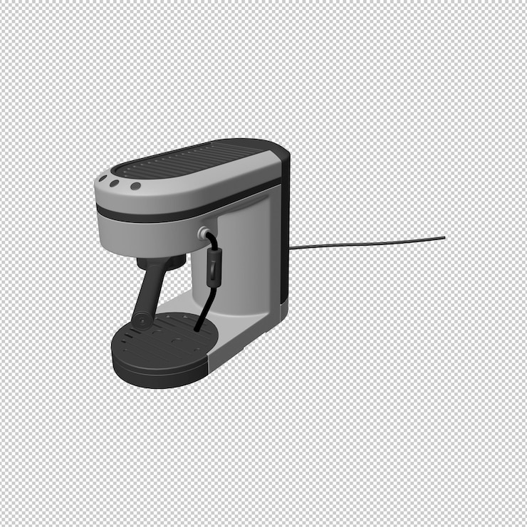 PSD vue isométrique d'une cafetière électrique moderne