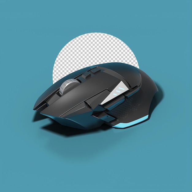 Vue latérale arrière de la souris en rendu 3d isolé