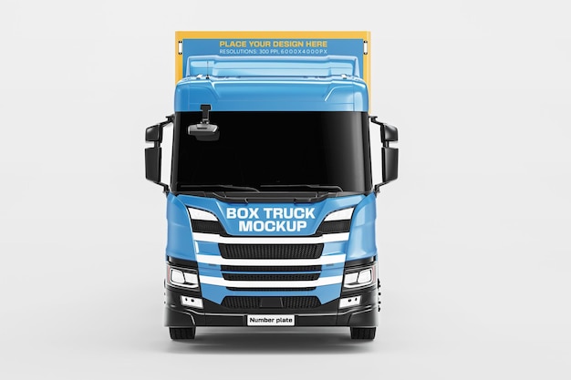 Vue latérale avant d'une maquette de camion à boîte rendue en 3D
