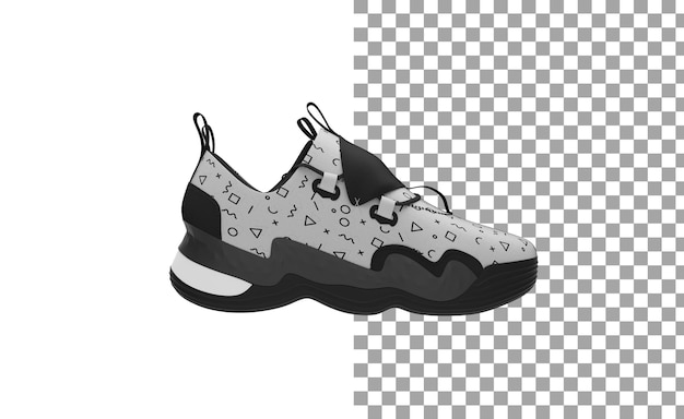 Vue latérale des baskets sans ombre rendu 3d