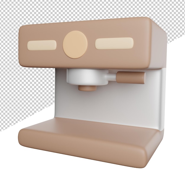 PSD vue latérale du processus de machine à café illustration d'icône de rendu 3d sur fond transparent