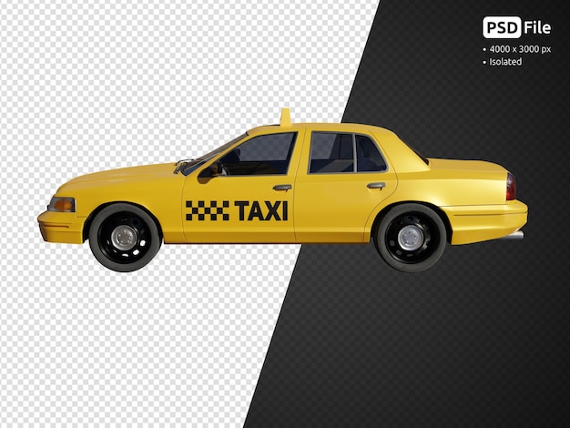 PSD vue latérale du taxi, rendu 3d isolé