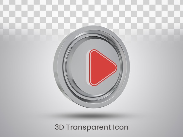Vue latérale gauche de la conception de l'icône du bouton de lecture en rendu 3D