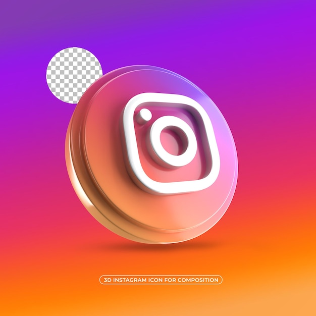 Vue latérale de l'icône de rendu 3d isolé Instagram Psd Premium