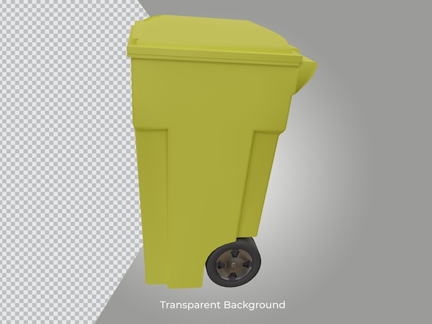 Vue latérale de l'icône transparente de la poubelle de haute qualité en rendu 3D