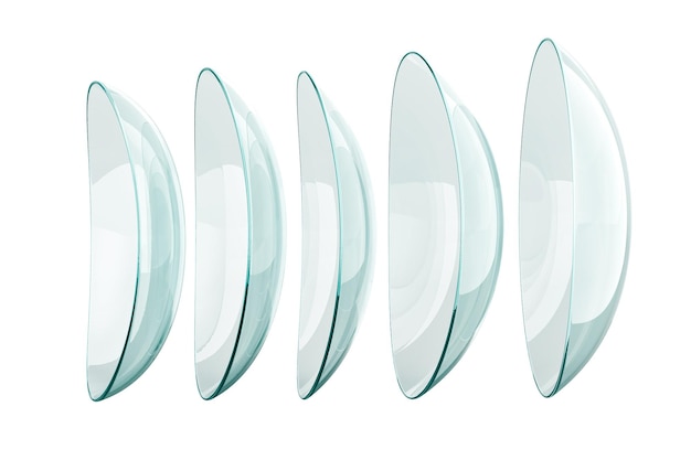 Vue latérale des lentilles de contact rendu 3D isolé sur fond transparent
