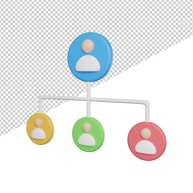 Vue Latérale De La Structure De L'équipe De L'organisation Illustration D'icône De Rendu 3d Sur Fond Transparent