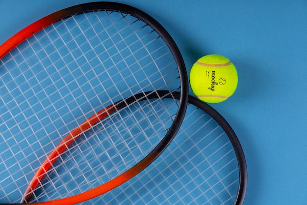 Vue d'une maquette de balle de tennis et de raquette de tennis
