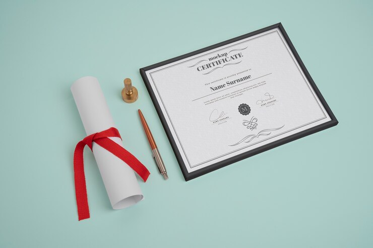 PSD vue de la maquette du certificat officiel