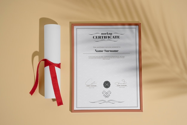 PSD vue de la maquette du certificat officiel