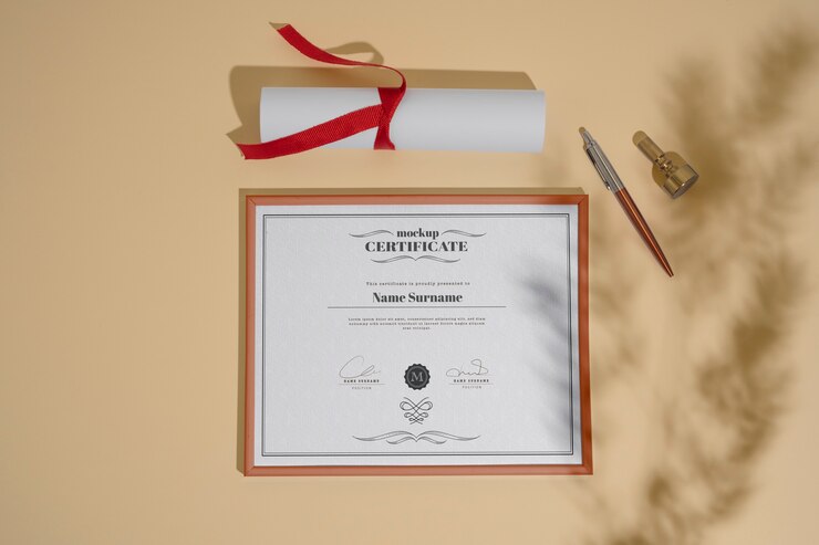 PSD vue de la maquette du certificat officiel