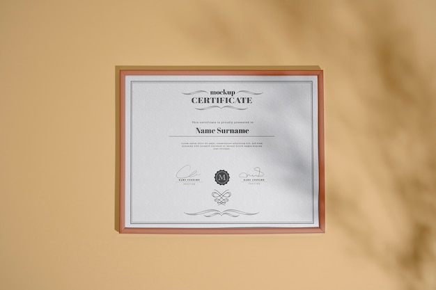 Vue de la maquette du certificat officiel