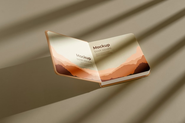 Vue de la maquette de livre en papier carré