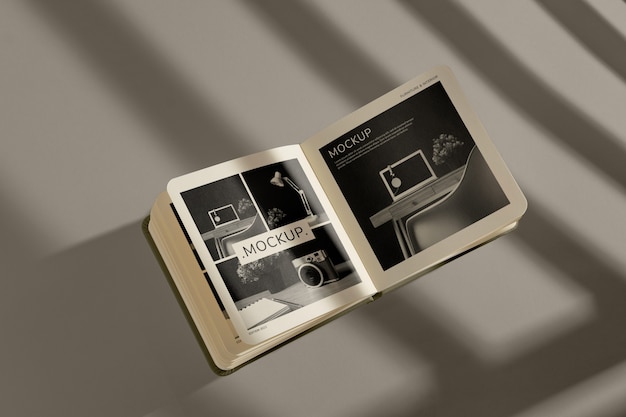 Vue de la maquette de livre en papier carré