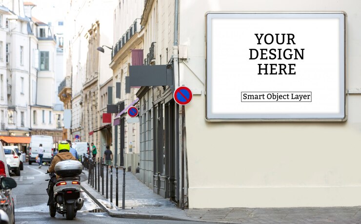 PSD vue d'une maquette de publicité extérieure