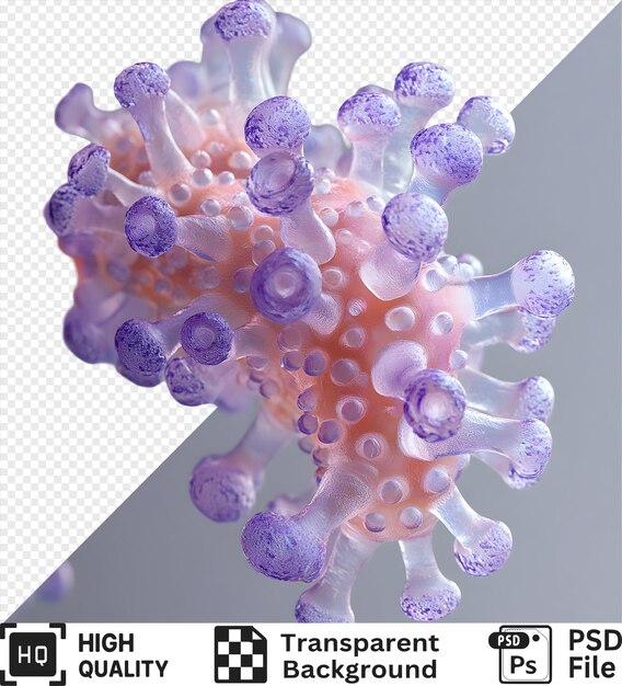 Vue microscopique d'un virus avec des pointes rendu en 3D avec un fond isolé