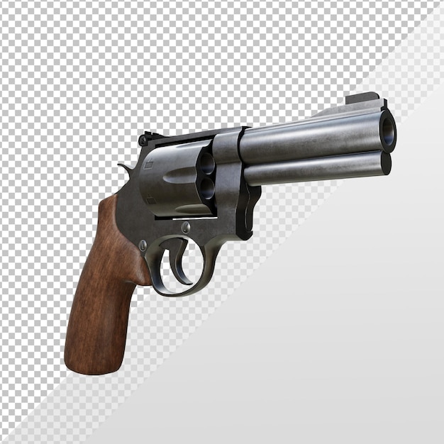 PSD vue en perspective de l'arme du revolver de rendu 3d