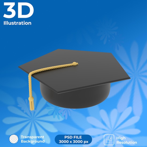 Vue En Perspective Du Chapeau De Graduation De Rendu 3d