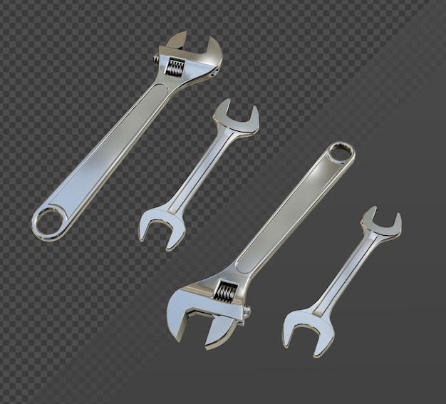 Vue en perspective de l'outil de travail mécanique de la clé de réglage du rendu 3D