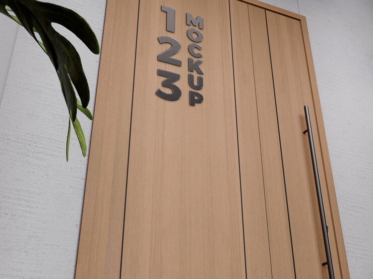 PSD vue de la porte avec les numéros de maison