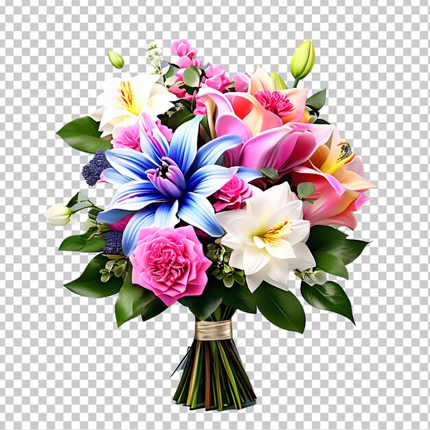 PSD vue rapprochée du bouquet de roses sur fond png