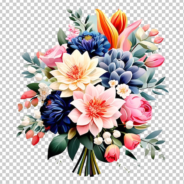 PSD vue rapprochée du bouquet de roses sur fond png