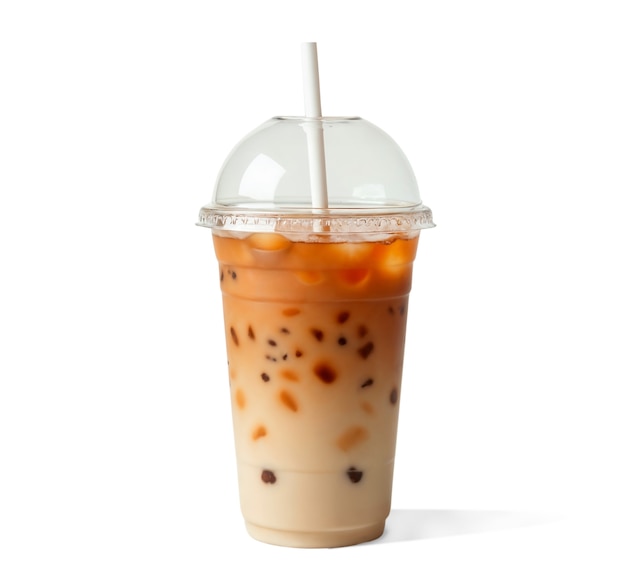 Vue rapprochée du café glacé isolé