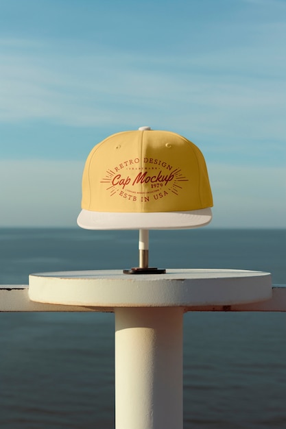 PSD vue rapprochée du modèle de marque de la casquette