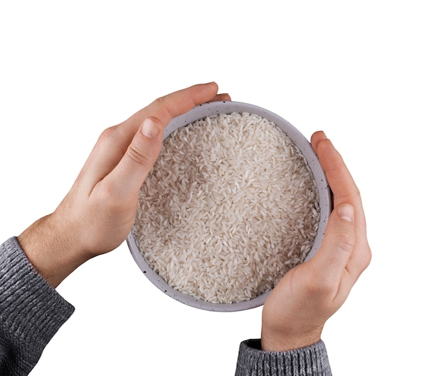 Vue rapprochée du riz isolé