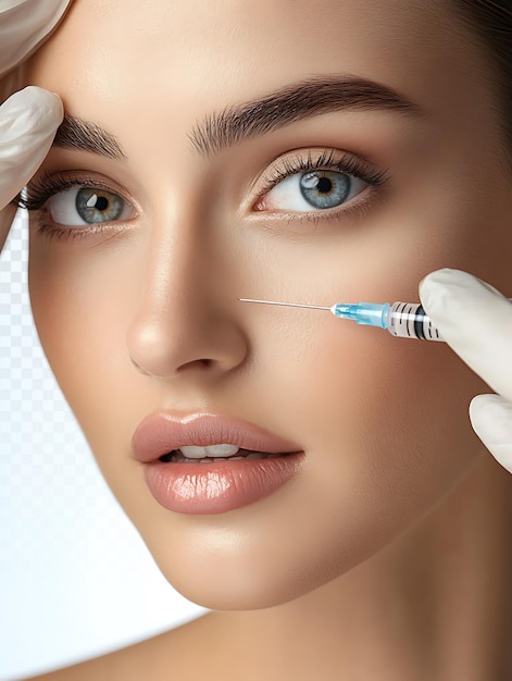 Vue rapprochée du traitement au Botox sur le visage d'une belle femme