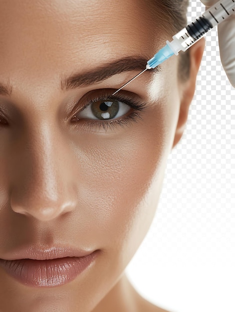 Vue rapprochée du traitement au Botox sur le visage d'une belle femme