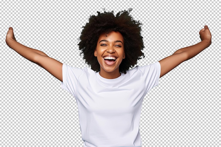 PSD vue rapprochée d'une femme africaine heureuse
