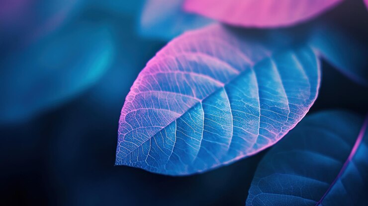 PSD vue rapprochée des feuilles illuminées