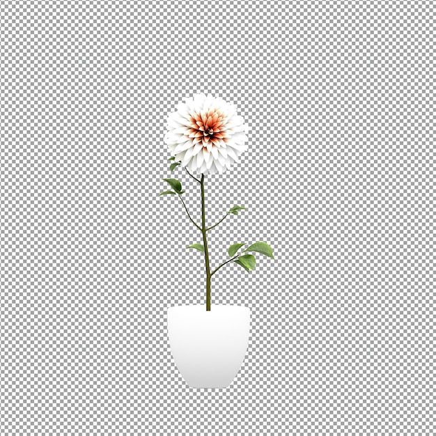 Vue rapprochée d'une fleur dans un vase en 3D