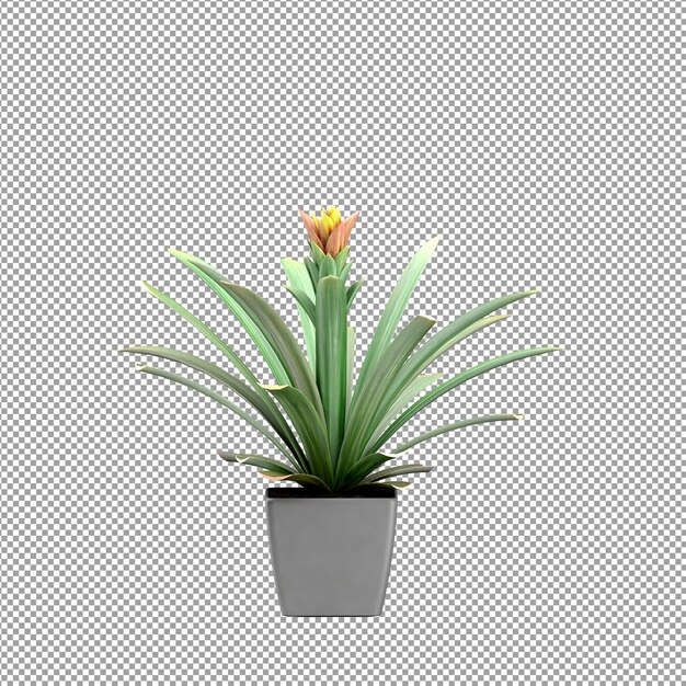 Vue rapprochée d'une fleur dans un vase en 3D