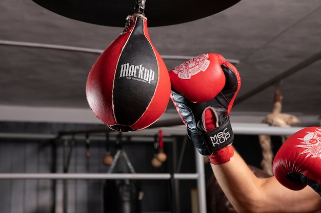 PSD vue rapprochée de la maquette des gants de boxe